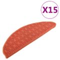 vidaXL Kobercové nášľapy na schody 15 ks oranžové 65x21x4 cm