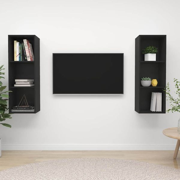 vidaXL Nástenné TV skrinky 2 ks čierne drevotrieska