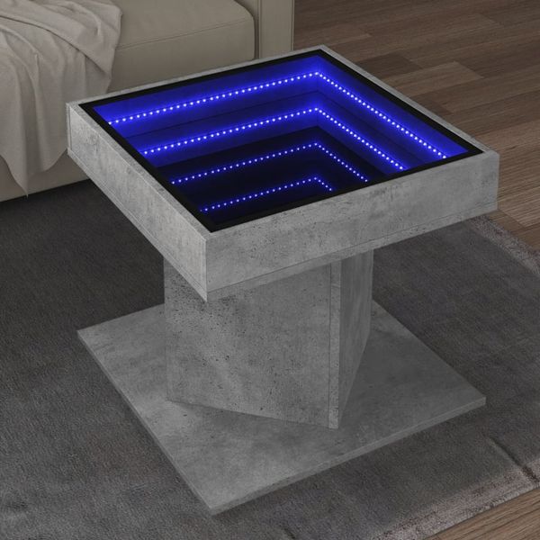 vidaXL Konferenčný stolík s LED betónový 50x50x45cm kompozitné drevo