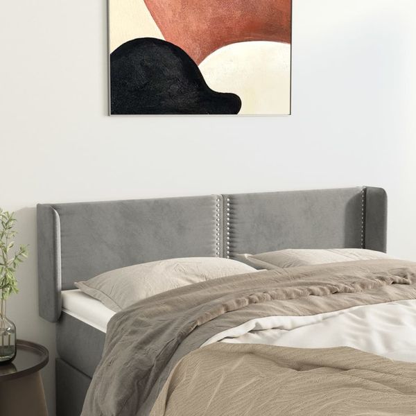 vidaXL Čelo postele so záhybmi bledosivé 147x16x78/88 cm zamat