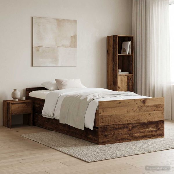vidaXL Rám postele Staré drevo 100 x 200 cm Kompozitné drevo