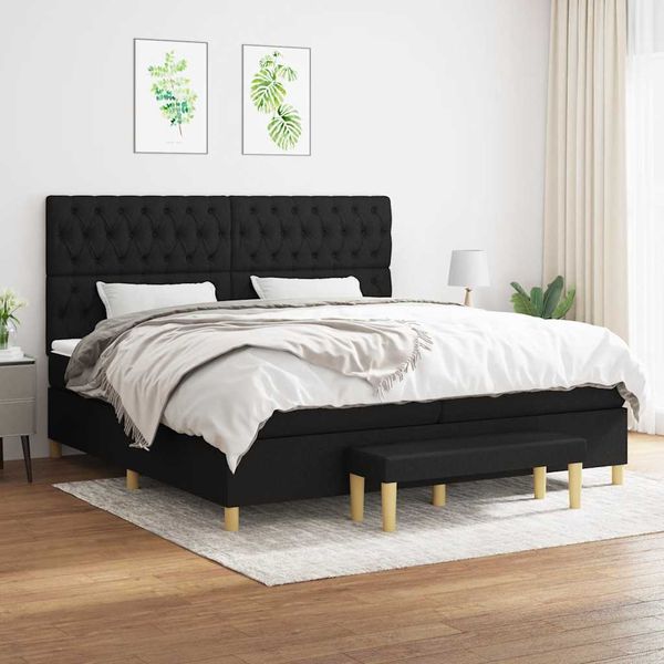 vidaXL Boxspring posteľ s matracom čierna 200x200 cm látka