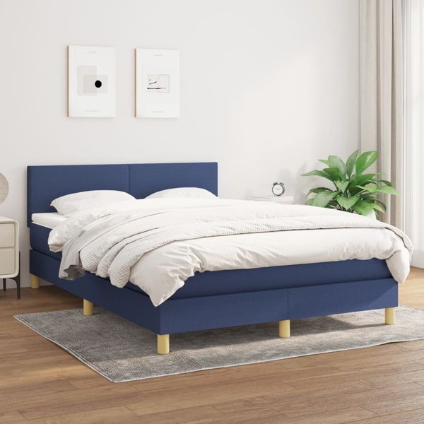 vidaXL Boxspring posteľ s matracom modrý 140x190 cm látka