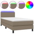 vidaXL Posteľ boxsping s matracom a LED sivohnedá 80x200 cm látka