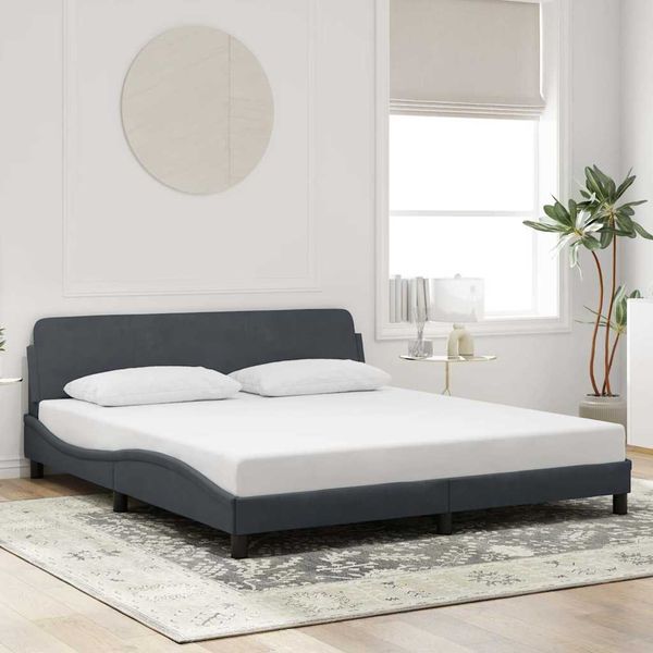 vidaXL Rám postele Dover tmavosivý 183x213 cm zamat