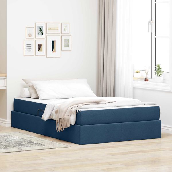 vidaXL Postel s úložným prostorem a matrací Modrá 120 x 190 cm