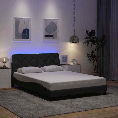 vidaXL Rám postele s LED bez matraca tmavosivá 140x200 cm látka