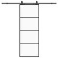 vidaXL Posuvné dvere s kovaním čierne 76x205 cm ESG sklo