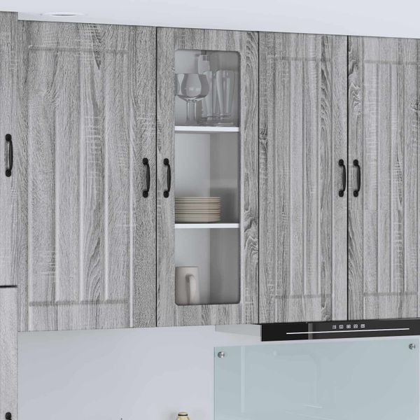 vidaXL Nástenný sklenený kabinet LUCCA Sivá sonoma 40 x 31 x 100 cm