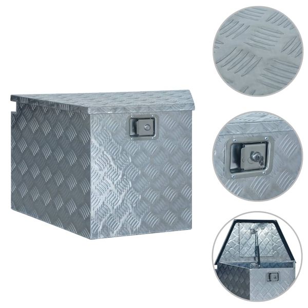 vidaXL Hliníková bednička 737/381x410x460 mm, strieborná