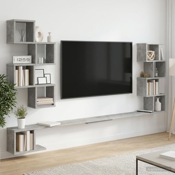 vidaXL Nástenná polica na TV Betónovo sivá 160 x 15 x 94 cm