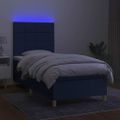 vidaXL Posteľ boxsping s matracom a LED modrá 100x200 cm látka