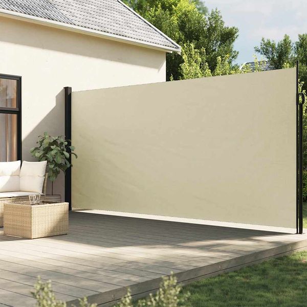 vidaXL Zaťahovacia bočná markíza, krémová 200x500 cm