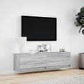 vidaXL TV nástenná skrinka s LED svetlami sivá sonoma 140x31x38 cm