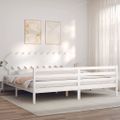 vidaXL Posteľný rám s čelom biely 200x200 cm masívne drevo