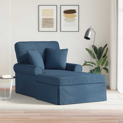vidaXL Pufa s sukňou s vankúšom s vankúšom 3 pcs Modrá látka