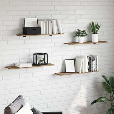vidaXL Polica na knihy 4 pcs Hnedá 80 x 20 x 1,5 cm Kompozitné drevo