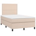 vidaXL Boxspring posteľ+matrac a LED, kapučínová 120x190cm, umelá koža