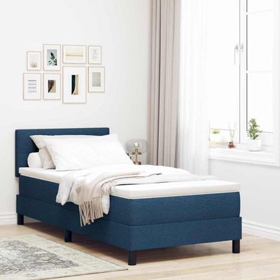 vidaXL Posteľ s pružinovým rámom s vankúšom Modrá 80 x 200 cm látka