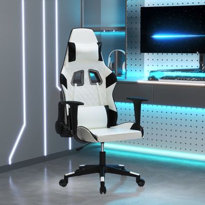 vidaXL Herná stolička biela a čierna umelá koža