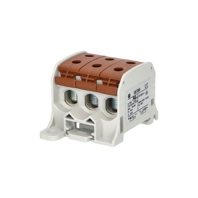 Svorka univerzálna RKA 50 1/6 L B, 150A, 1pól. (6x vstup), AL/CU, hnedá, na DIN/na panel