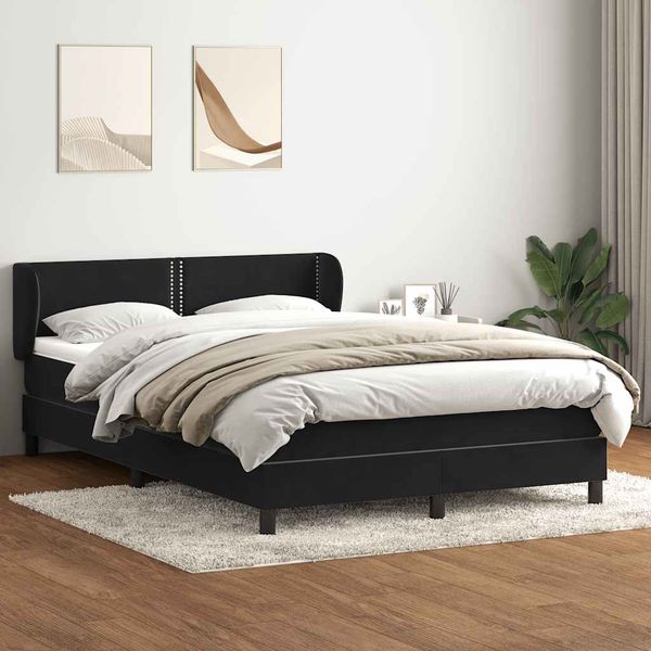 vidaXL Posteľný rám boxsping s matracom Čierna 160x220 cm zamat