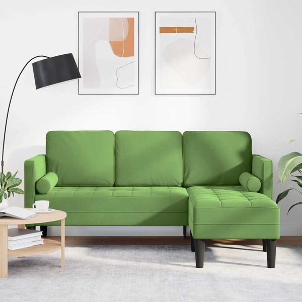 vidaXL Sada pohoviek s vankúšom Svetlo zelená Polyester