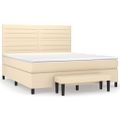vidaXL Posteľný rám boxspring s matracom krémový 160x200 cm látka