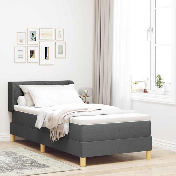 vidaXL Posteľ s pružinovým rámom Tmavo šedá 190 x 90 cm látka
