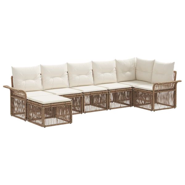 vidaXL Súprava záhradných pohoviek 7 pcs Béžová polyratan
