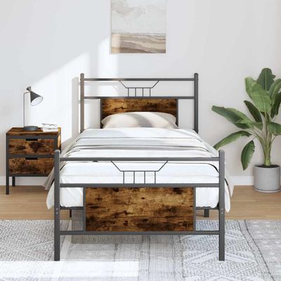 vidaXL Posteľný rám bez matraca dymový dub 80x200 cm kompozitné drevo