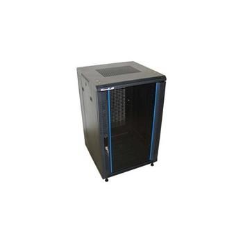 XtendLan 22U/600x600 stojanový, černý, skleněné dveře, perforovaná záda Rozvadec, 19", stojanový, rozebíratelný, výška 22U, 600 x 600, perforované sklenené dvere, kourové sklo, perforovaná záda, cerný