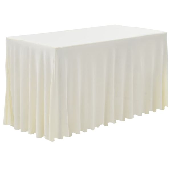 vidaXL Naťahovacie obrusy na stôl so závesom 2 ks krémové 120x60,5x74 cm
