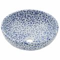 vidaXL Umývadlo na dosku bielo-modré okrúhle Φ41x14 cm keramické