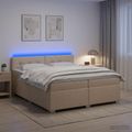 vidaXL Posteľ s boxspringom a matracom a LED Krémová 200 x 200 cm