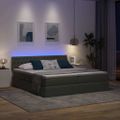 vidaXL LED úložná posteľ s matracom Tmavosivá 180 x 200 cm Látka