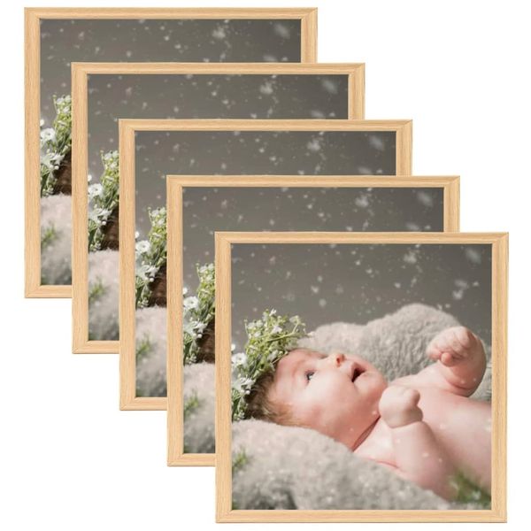 vidaXL Fotorámiky na stôl, koláž 5 ks, svetlý dub 20x20 cm