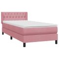vidaXL Posteľný rám boxsping s matracom ružový 100x210 cm zamat