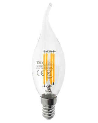 Dekoračná LED žiarovka FILAMENT Trixline 5W 600lm C35L E14 teplá biela