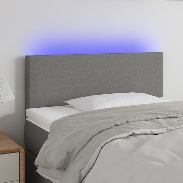 vidaXL Čelo postele s LED tmavosivé 80x5x78/88 cm látka