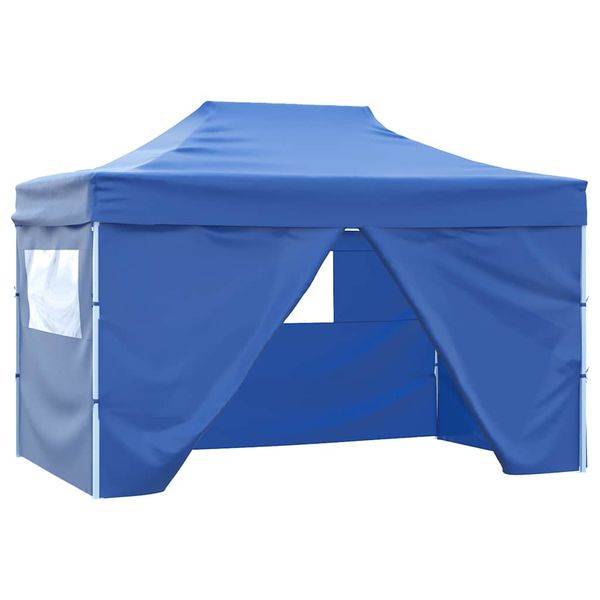 vidaXL Profesionálny skladací párty stan+4 steny 3x4 m, oceľ, modrý