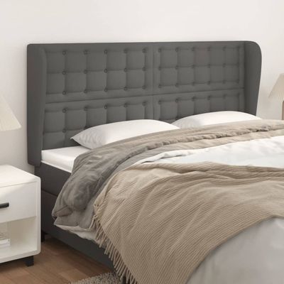vidaXL Čelo postele so záhybmi sivé 183x23x118/128 cm umelá koža