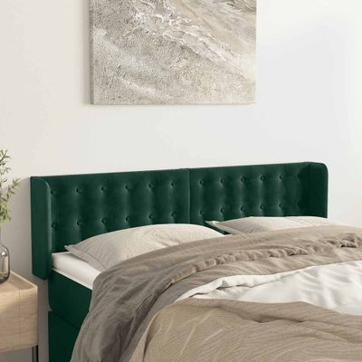 vidaXL Čelo postele so záhybmi zelený 147x16x78/88 cm zamat