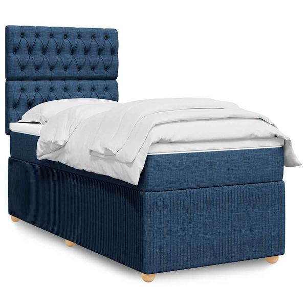 vidaXL Boxspring posteľ s matracom modrá 100x200 cm látka