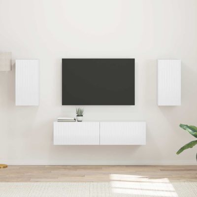 vidaXL Zostava TV skriniek 4 pcs Vysoký lesk bielej Kompozitné drevo