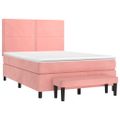 vidaXL Posteľný rám boxsping s matracom ružový 140x190 cm zamat