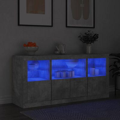 vidaXL Komoda s LED svetlami betónovo-sivá 142,5x37x67 cm