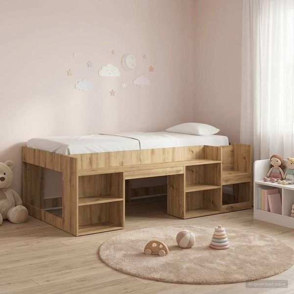 vidaXL Detská posteľová konštrukcia so skladovaním Dub artisan