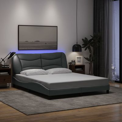 vidaXL Rám postele s LED bez matraca Hvar svetlosivá 160x200 cm látka