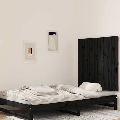 vidaXL Nástenné čelo postele čierne 95,5x3x90 cm masívna borovica
